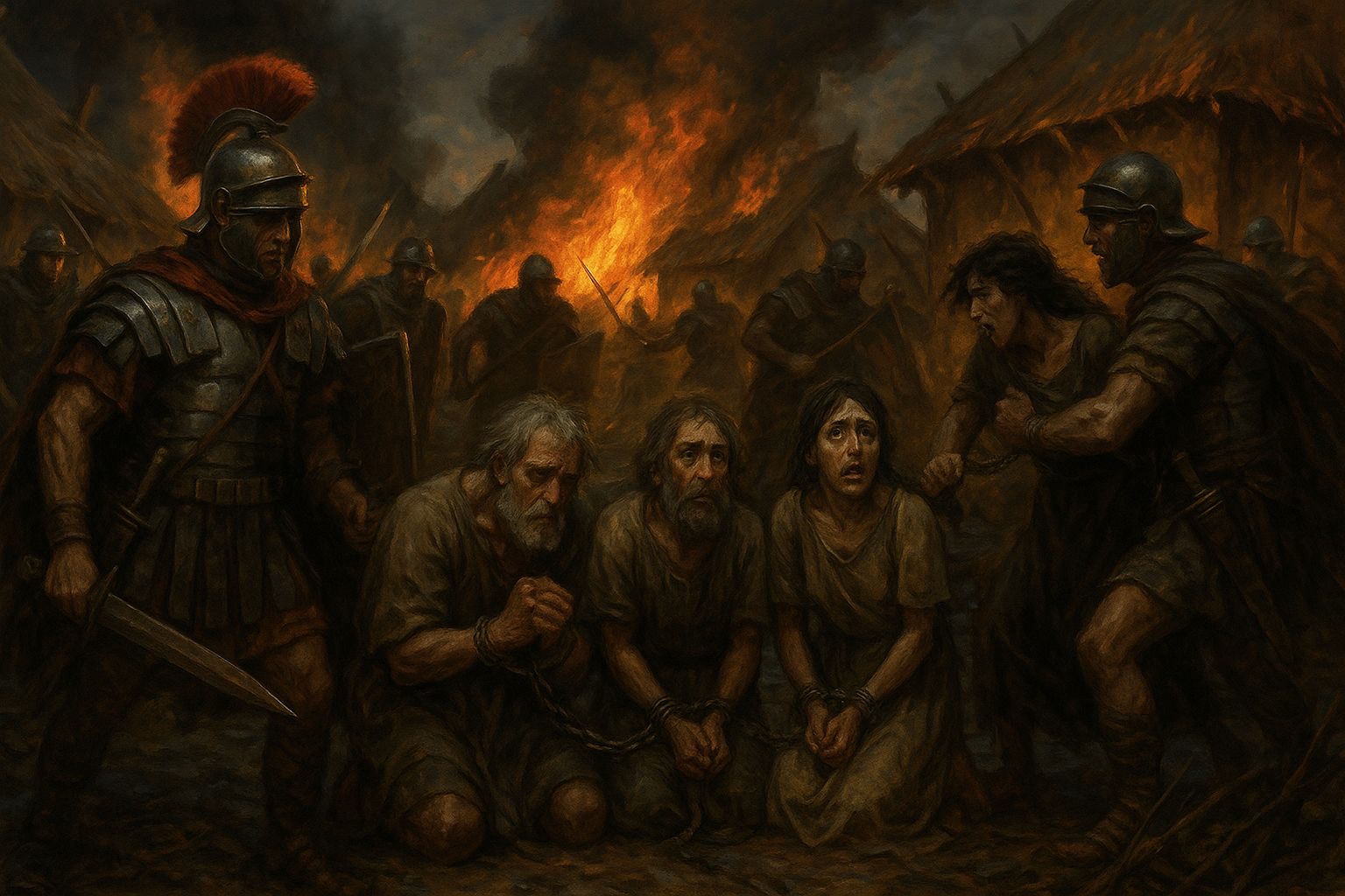 The Empire rounding up villagers. Enslavement or death?