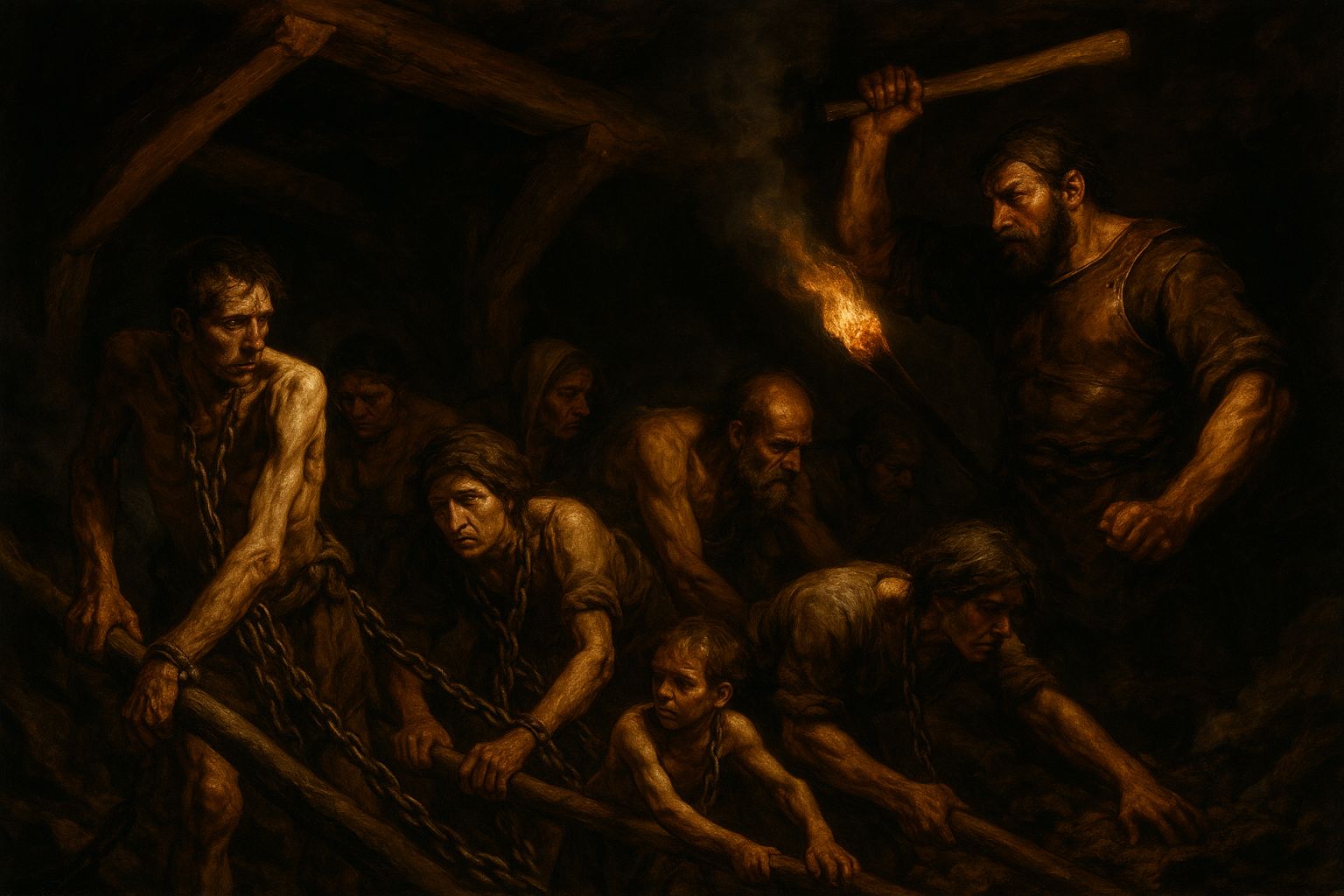 Slaves working under the club of the overseer