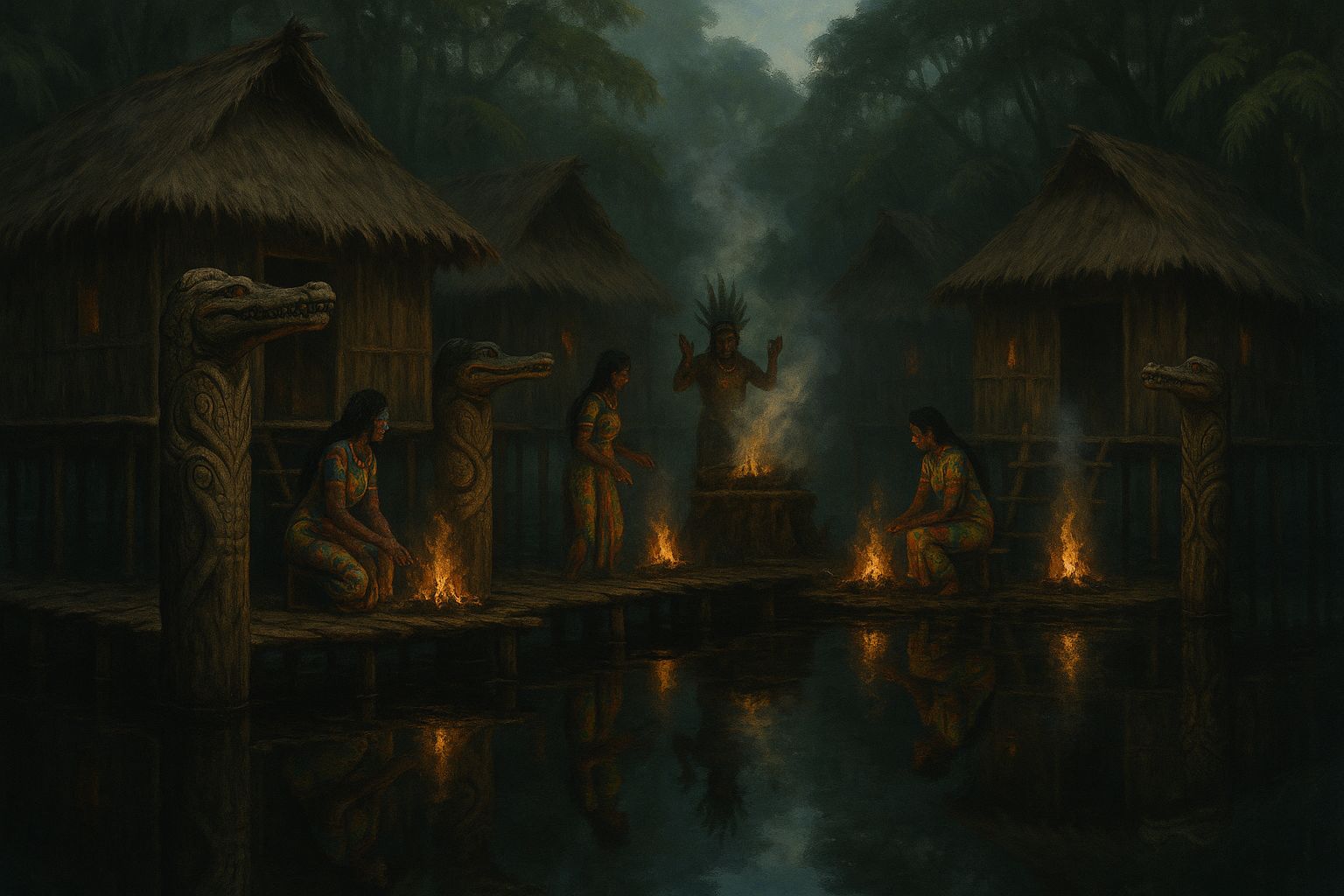 Evening ceremony in a Karuun village