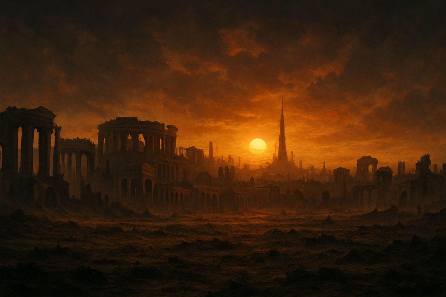 Necropolis at sunset