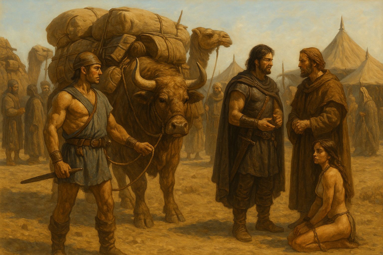 "I'll give you two sacks of grain for her" "Make it three, and we have a deal." "Deal!"