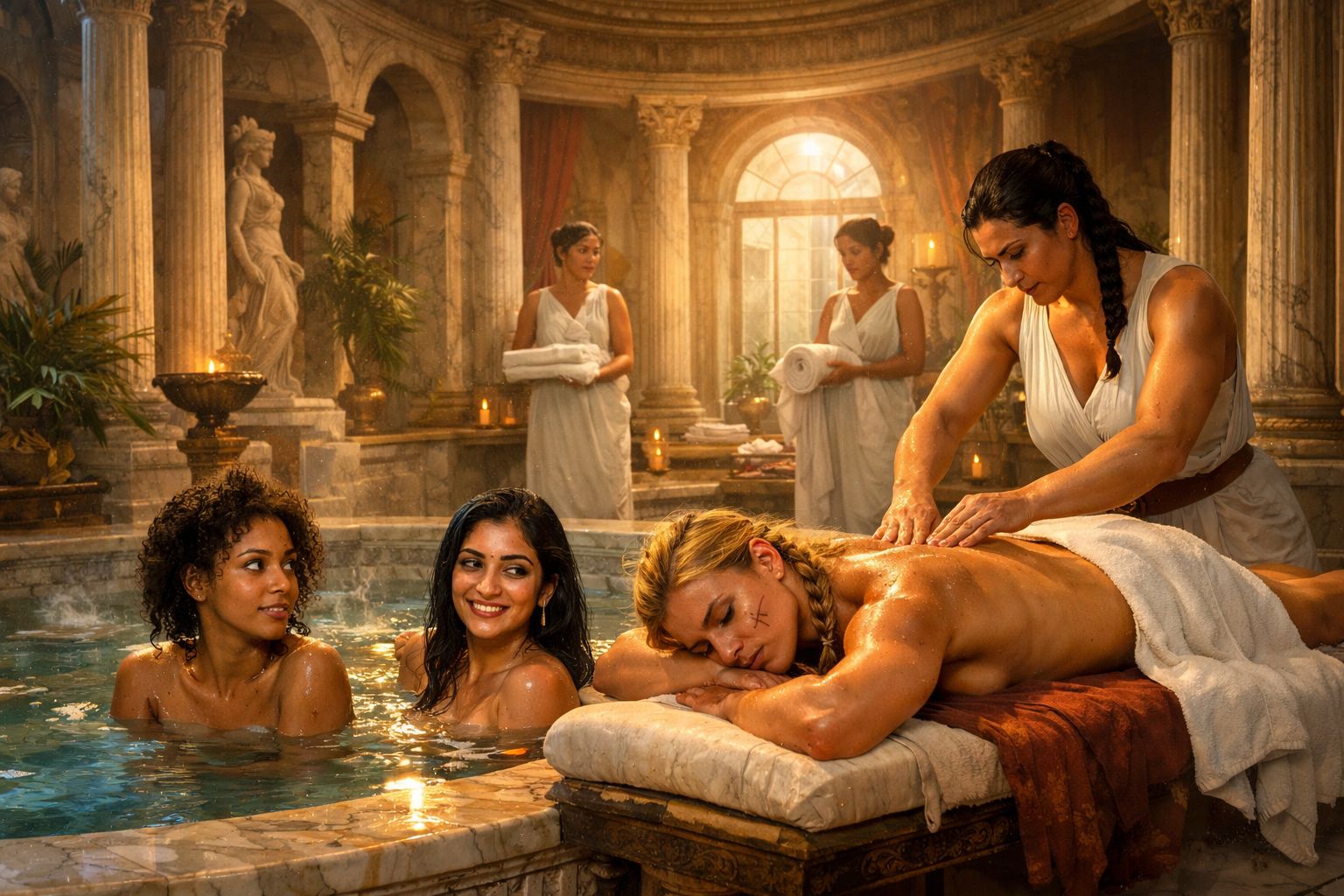 Nera, Ayesha and Amaxia having a girls only spa day