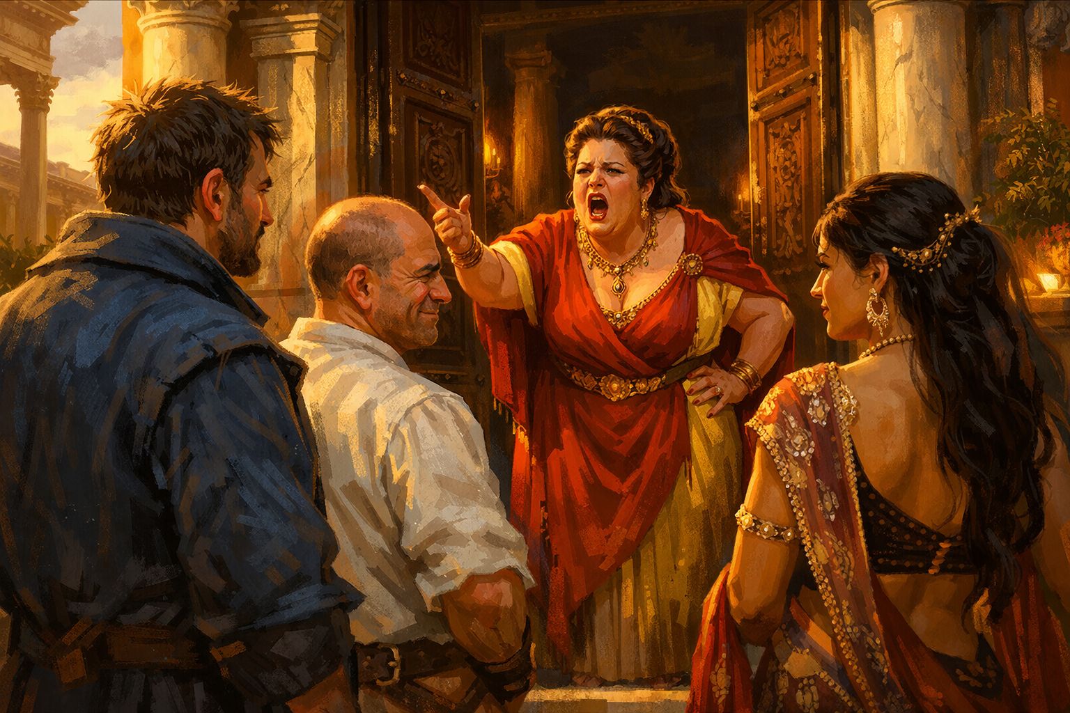 Xantippa telling the crew everything, in a loud voice