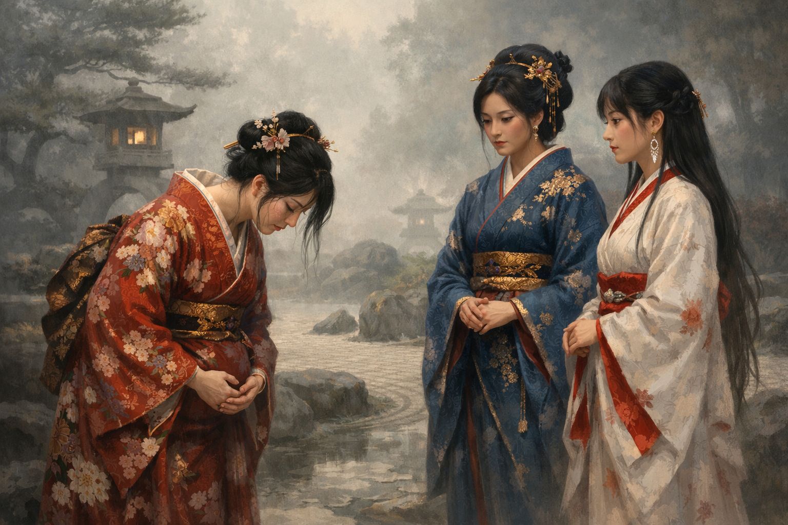 Greeting the new concubines into the household