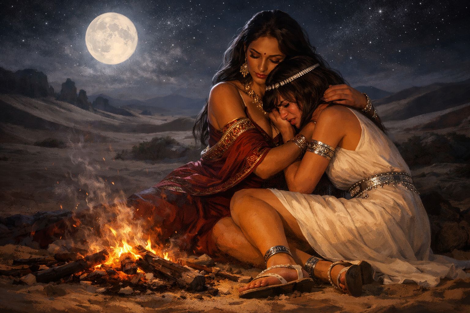 Helping Nephyla when she breaks down