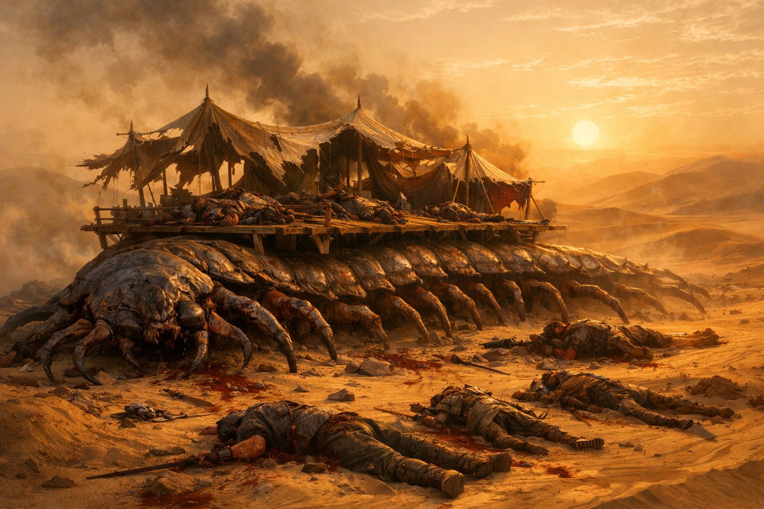 The destroyed caravan