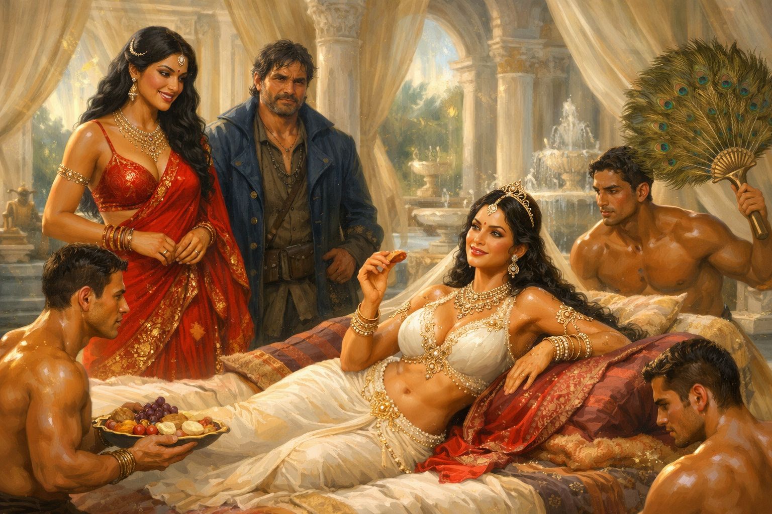 Maharaja Samyra enjoying her harem