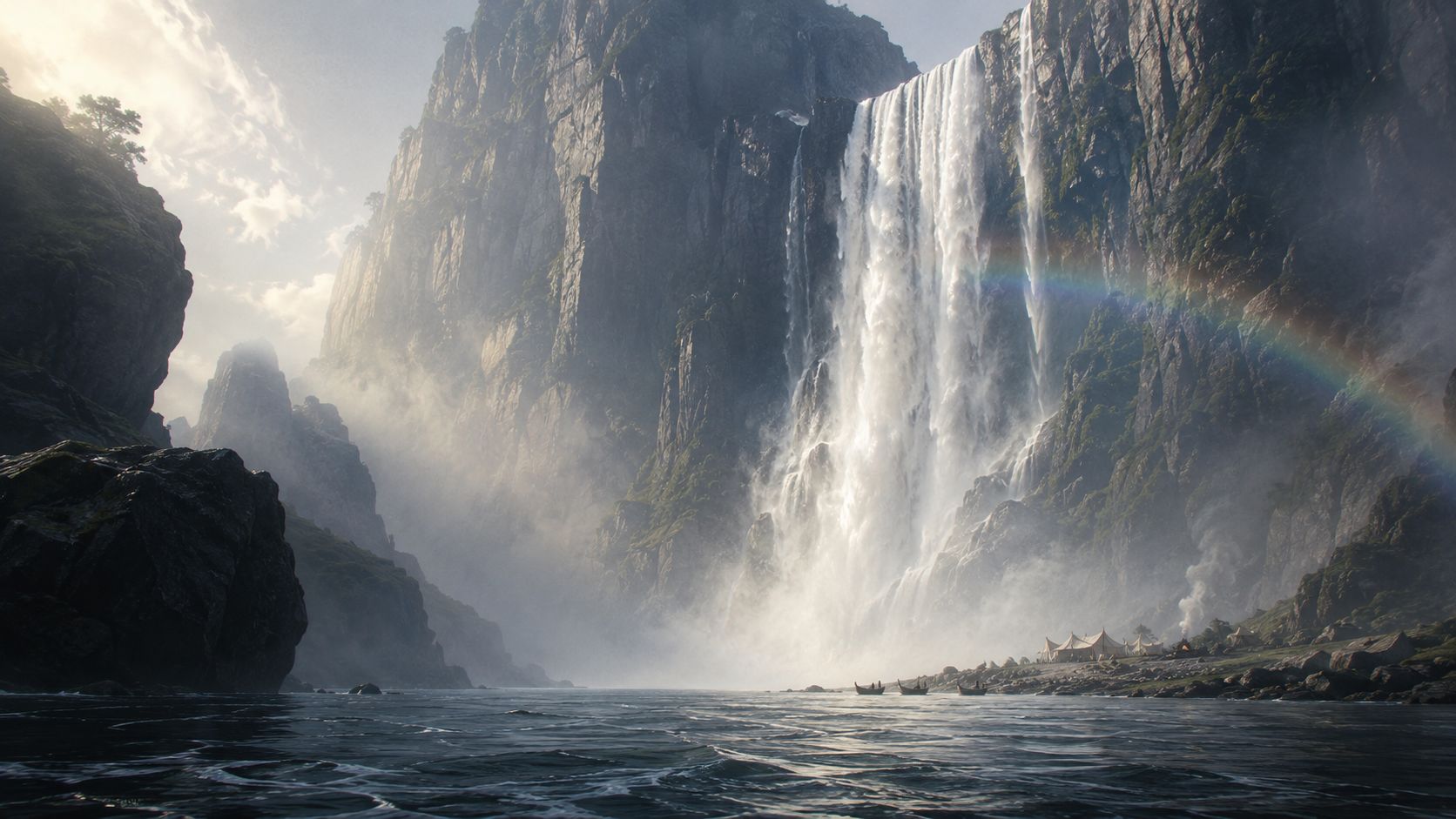 The waterwall and the camp