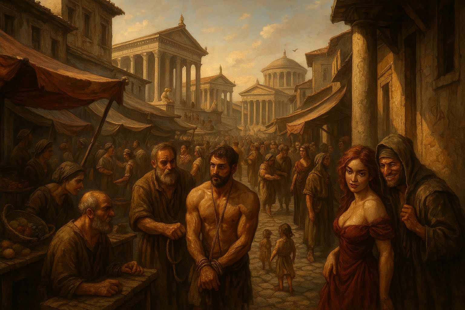 A busy market street in the Empire