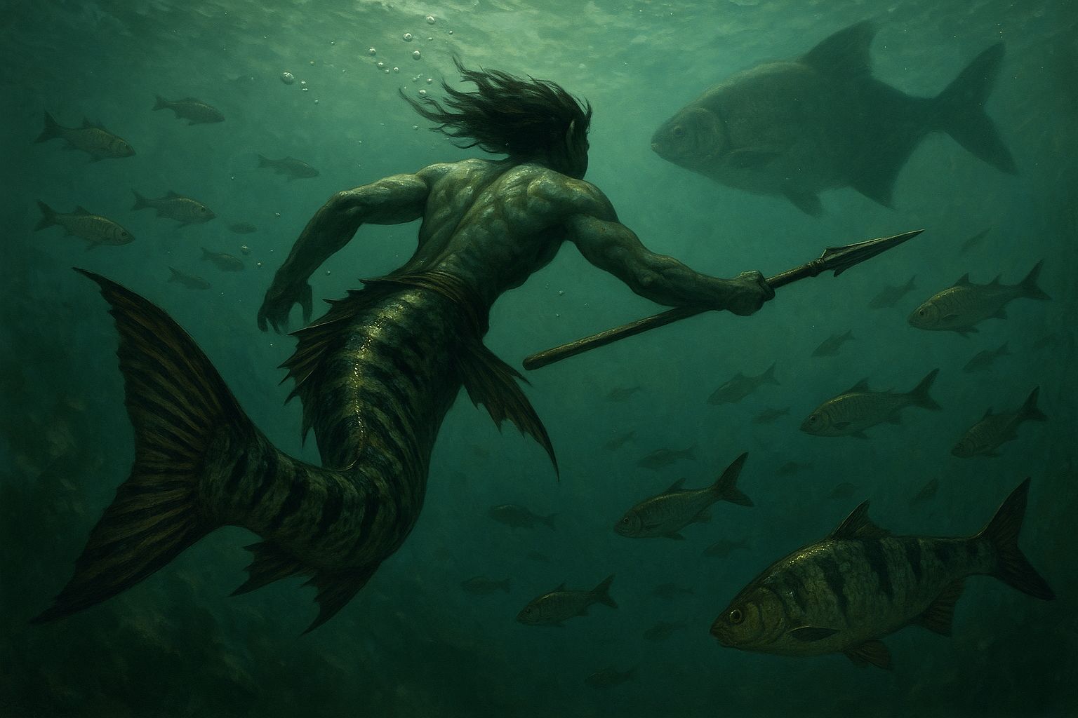 Freshwater mer attacking a killer bream