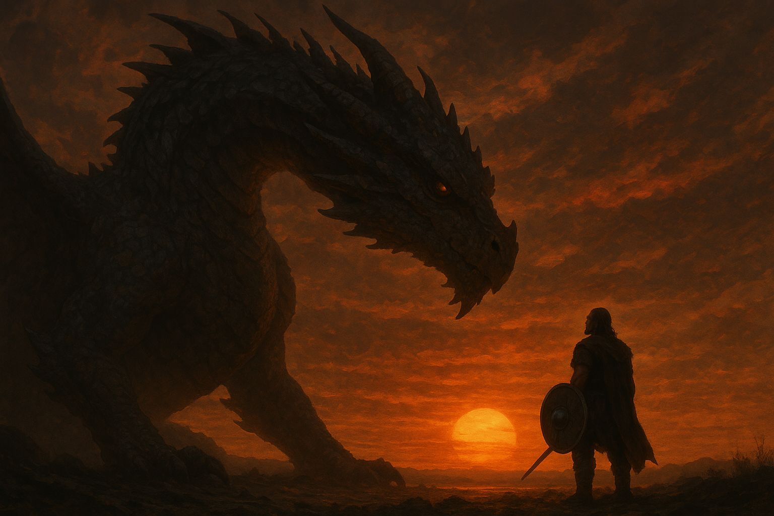 Dragon god talking to Draknir warrior
