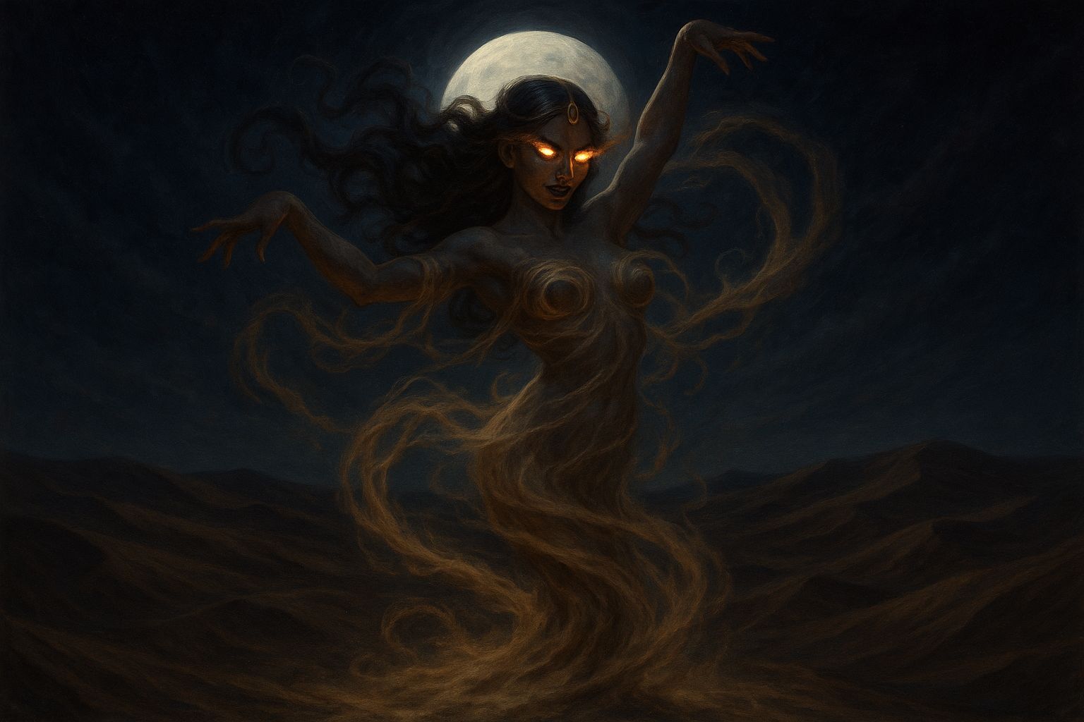 A djinn dancing over the dunes