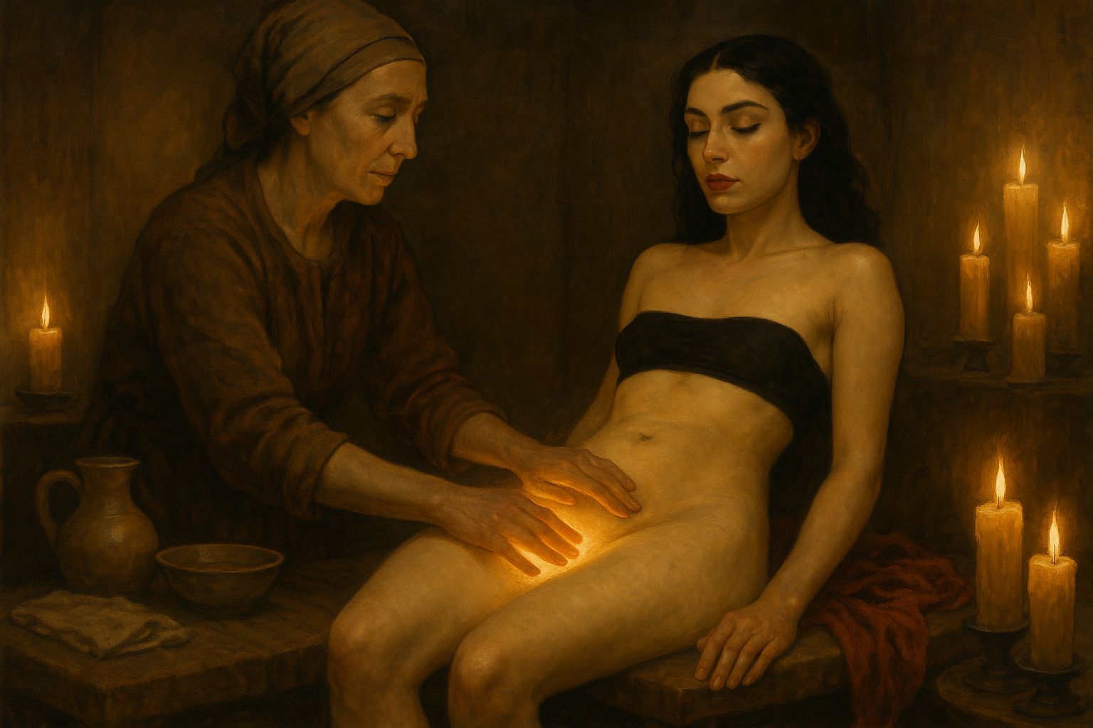 Healer giving contraceptive treatment