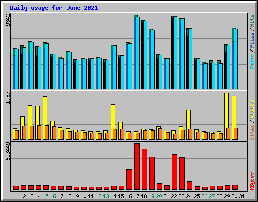 Daily usage for June 2021